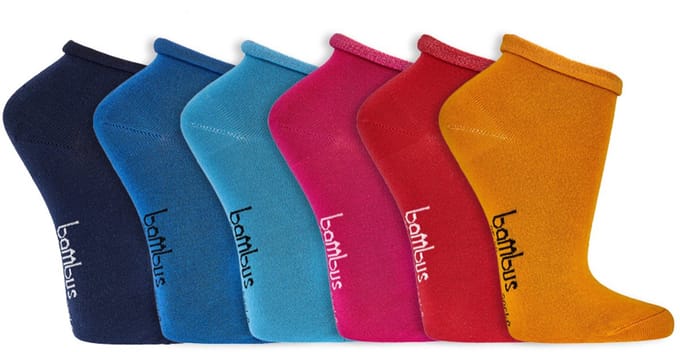 Bamboe sneakersokken | Gerolde rand | Kleur: Diverse kleuren | Maat: 36-41 / 42-47 | 6 paar
