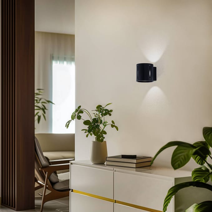 SOLLUX LIGHTING Wandlamp Topa up/down, zwart frame