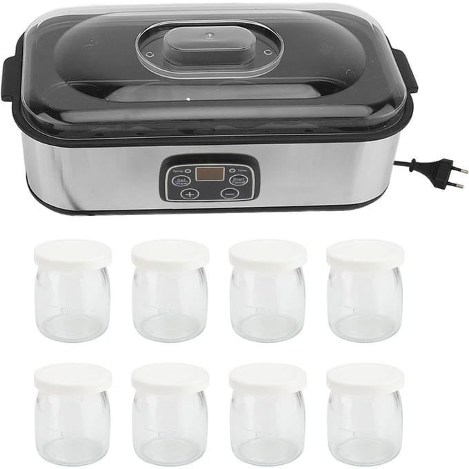 1,4L Elektrische Yoghurtmaker Instelbare Temperatuur Tijd Yoghurtmaker Machine met 8 stuks Yoghurtbekers EU Plug gray