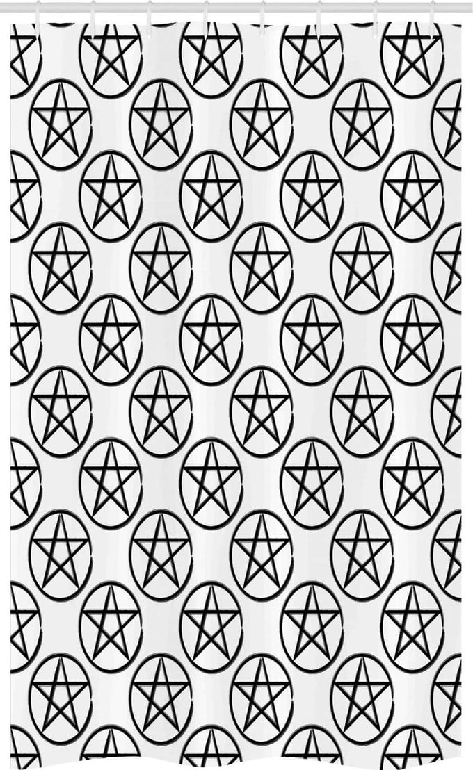 ABAKUHAUS Pentakel douchegordijn – 120 x 180 cm – Antraciet/Wit – Polyester