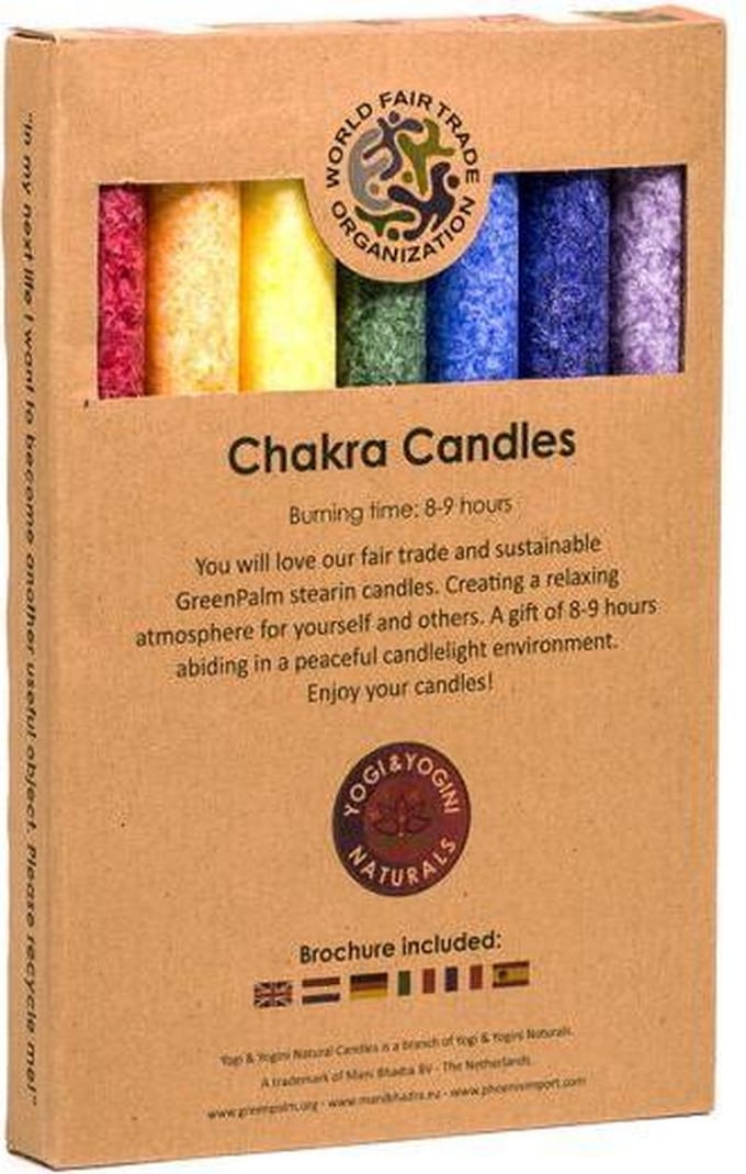 Diner geurkaarsen chakra 7 stuks - 21x2.2 cm - S