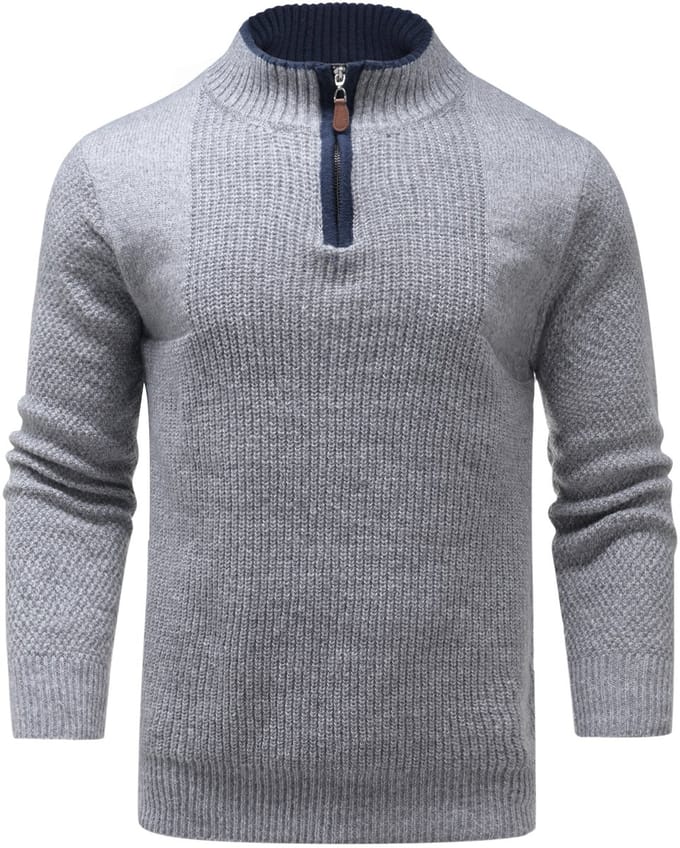 ALLTHEMEN Heren casual kraagtrui - Half-rits ontwerp - M
