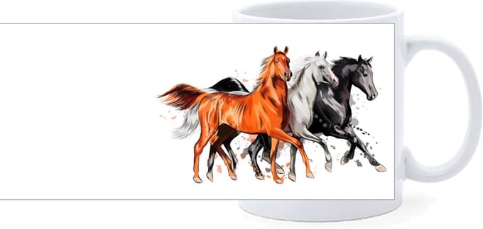 Beker - Zwart - Wit - Bruin Paard Tekening
