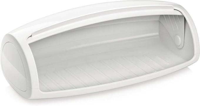Broodtrommel - Voedselbewaarbak - Brood Vers Houden - Stevig Kunststof - 44.4 x 25.2 x 17.1 cm - Wit