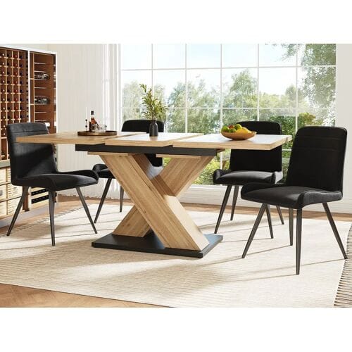 ModernLuxe Uitschuifbare eettafel 158,5 x 80 cm - 6 tot 8 personen - MDF - Naturel