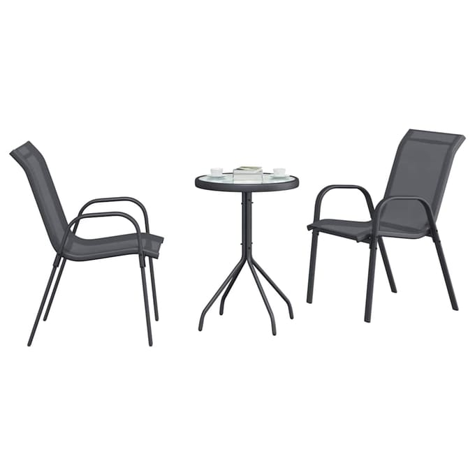 vidaXL - Tuin - Bistro - Set - 3 - st - Grijs - Staal