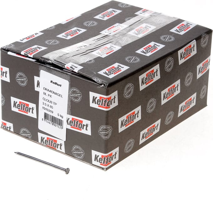 Kelfort draadnagel plat geruite kop blank 3.5 x 65mm 5kg