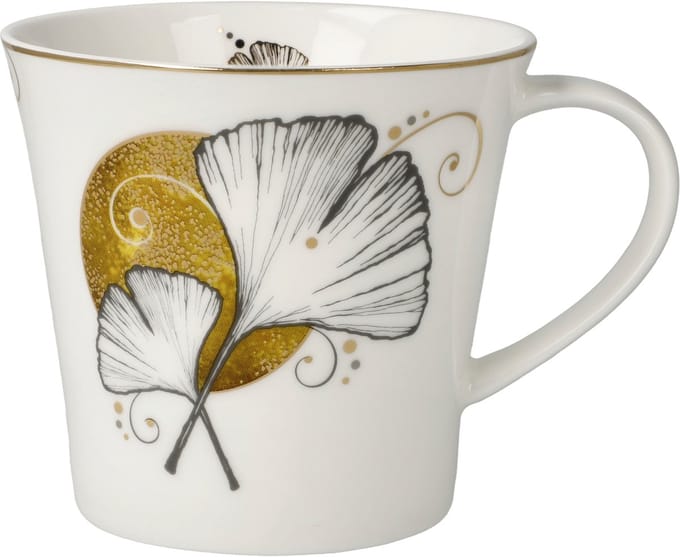 Goebel - Lotus | Koffie / Thee Mok Ginkgo wit | Beker - porselein - 350ml - 2 stuks