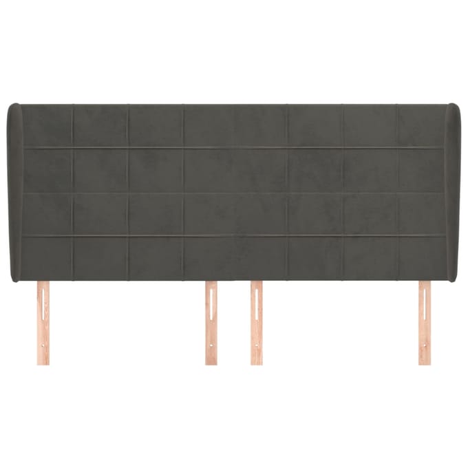 vidaXL - Hoofdbord - met - randen - 203x23x118/128 - cm - fluweel - donkergrijs