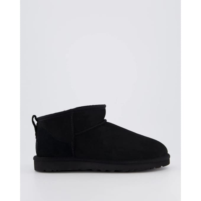 UGG® Classic Ultra Mini for Men in Black, Size 9, Shearling/Polyester/Wool