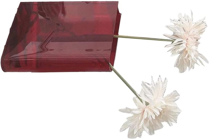 Boek Vaas - Decoratief Object - Bloemen Presenteren - Boekvorm Design - 300g Gewicht - Rood Wit