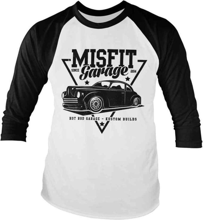 Misfit Garage Raglan top -S- Since 2014 Wit/Zwart