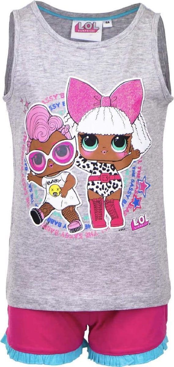 LOL Surprise pyjama / shortama - roze/grijs - maat 110 (5 jaar)