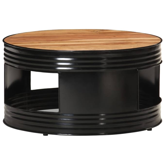vidaXL - Salontafel - 68x68x36 - cm - massief - acaciahout - zwart