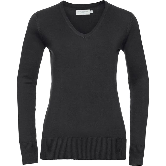 Russell Collectie Dames/Dames V-hals gebreide trui (Zwart)