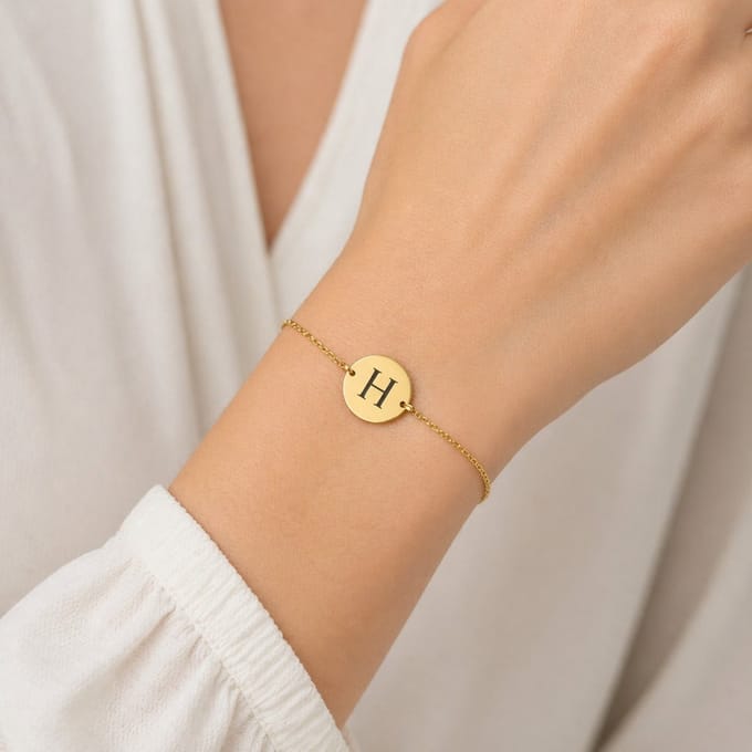 Munt Armband met 1 Initiaal Goud