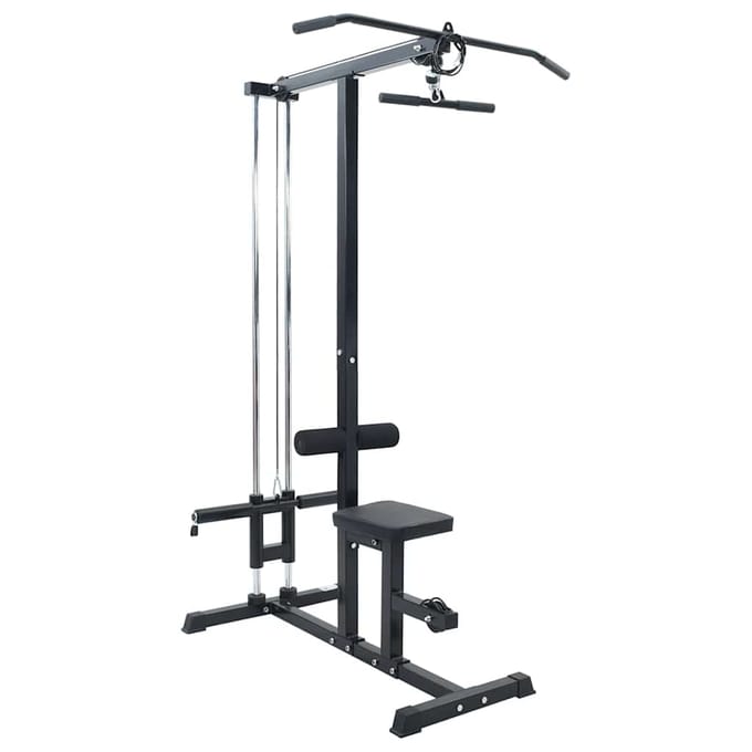 vidaXL - Lat - pulldown - machine - Zwart - 110 - x - 70 - x - 187 - cm - Gepoedercoat - staal