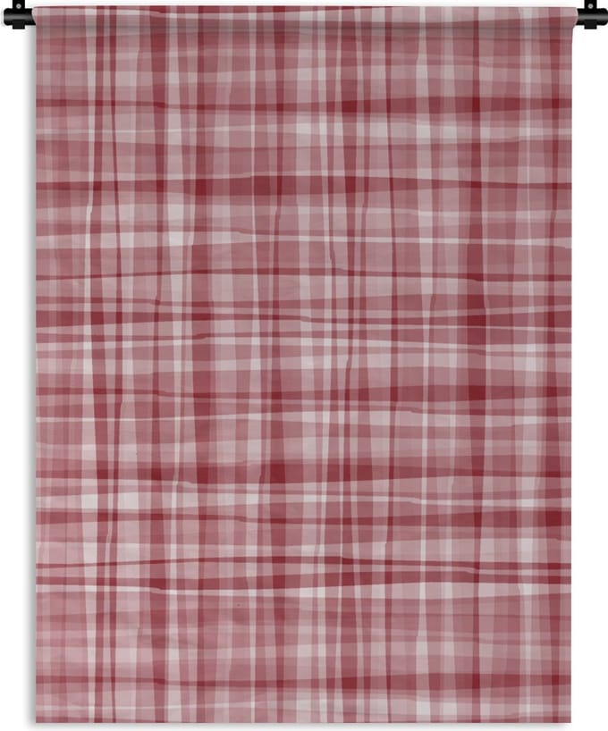 Wandkleed - Wanddoek - Patroon - Rood - Waves - 60x80 cm - Wandtapijt