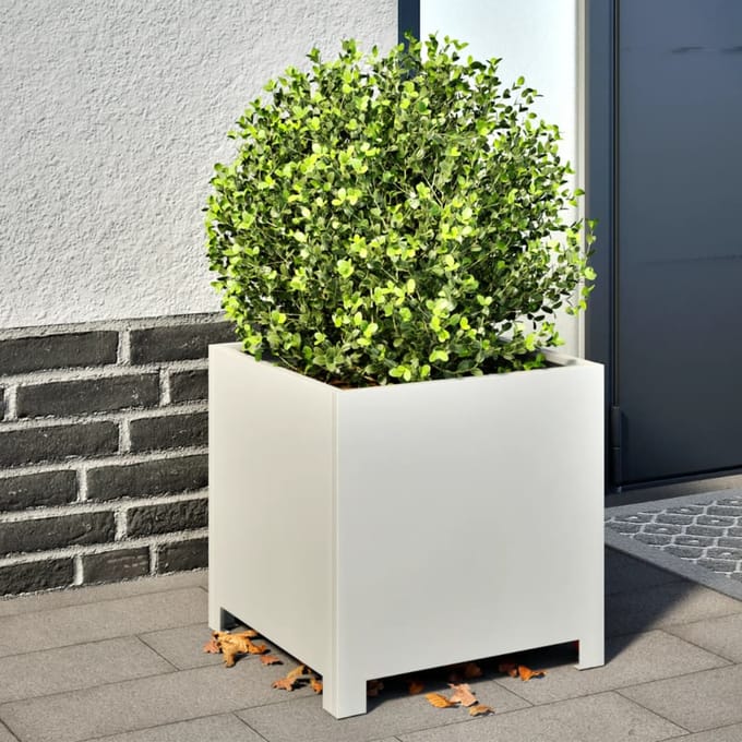 vidaXL - Plantenbak - 40x40x40 - cm - staal - wit