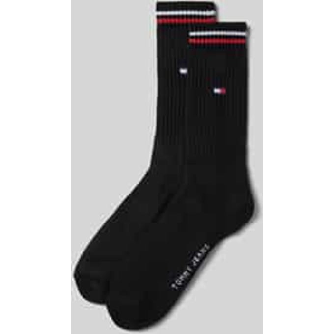 Tommy Hilfiger Iconic Logo Stripe Socks (2-pack) - herensokken katoen - zwart
