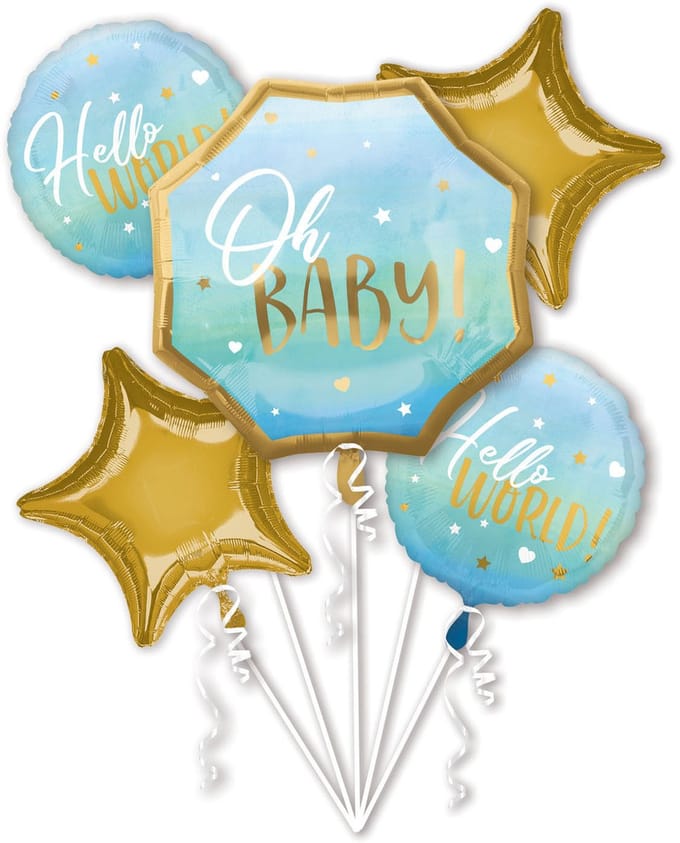 Amscan - Folieballonnenset Hello World Blauw(43 cm / 55 cm)