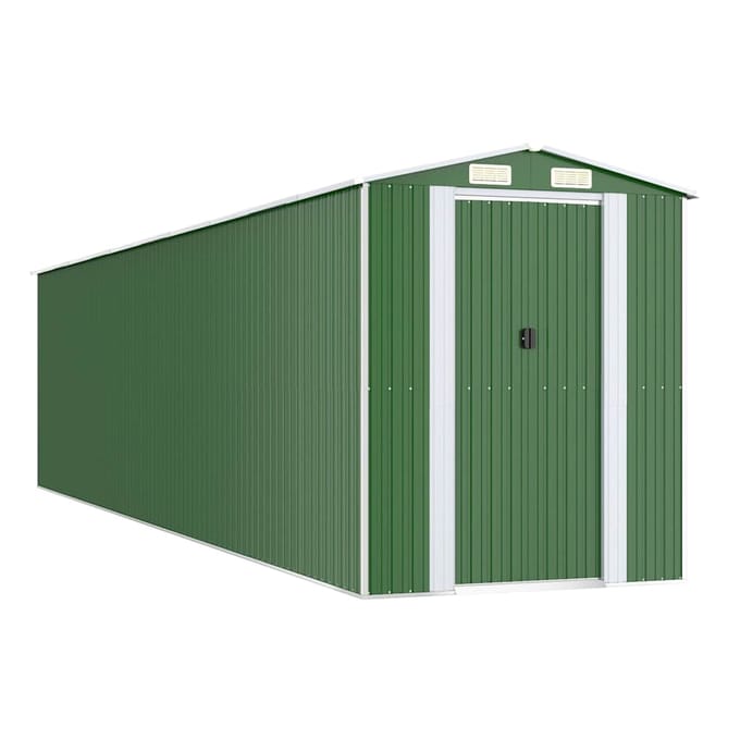 vidaXL - Tuinschuur - 192x855x223 - cm - gegalvaniseerd - staal - groen