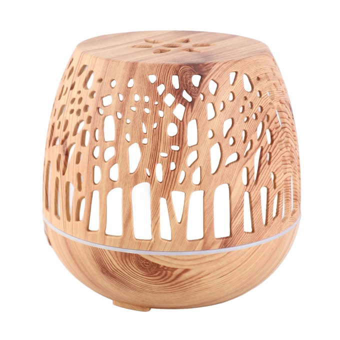 400ml Lucht Aromatherapie Luchtbevochtiger Aromatherapie Diffuser Licht Houtnerf met Hol Design