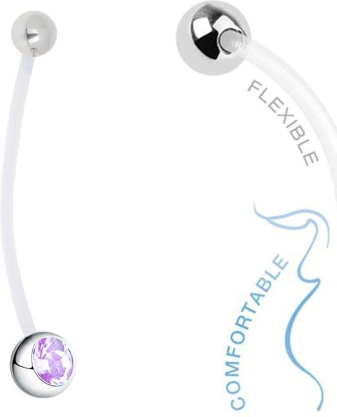 Fako Bijoux® - Zwangerschapspiercing - Kristal - Lila