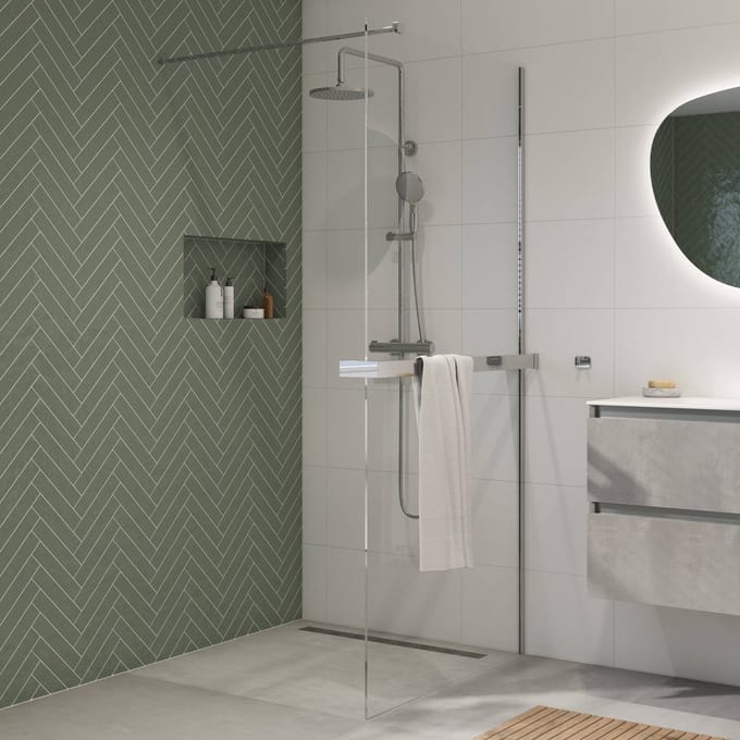 Saqu Modulo inloopdouche incl. antikalk 100x210cm met handdoekhouder chroom