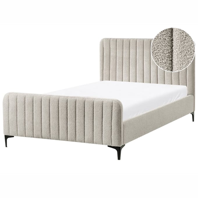 LUNAN - Tweepersoonsbed - Beige - 120 x 200 cm - Bouclé