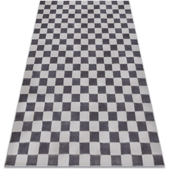 Kleden Rugsx Tapijt AURA EB112 grijs - Schaakbord, structureel, 80x150 cm