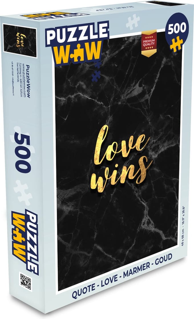 Puzzel Quote - Love - Marmer print - Goud - Legpuzzel - Puzzel 500 stukjes