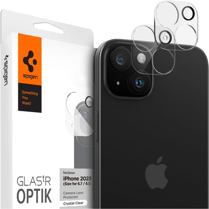 Spigen GLAStR Optik Camera Lens Protector - Camera eiland bescherming (2-pack) voor de Apple iPhone 15 / 15 Plus