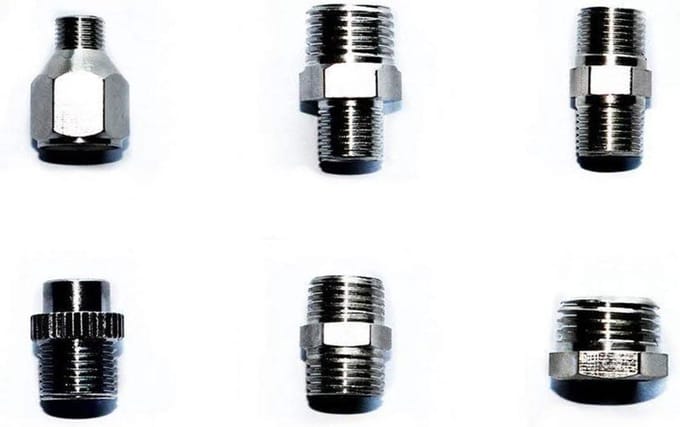 Adapter Set - Verbindingsstukken - Airbrush Gebruik - Metaal Constructie - 6 Delig - Zilver
