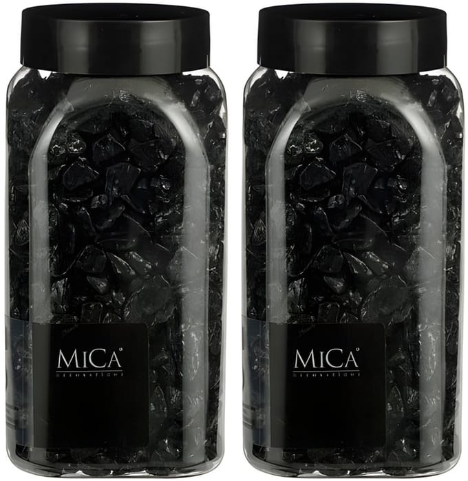Mica Decorations decoratie steentjes - 2x - zwart - 1 kilo - 650ml - hobby steentjes
