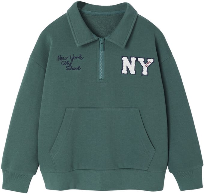 Vertbaudet Geborduurde sweater met opstaande kraag voor jongens