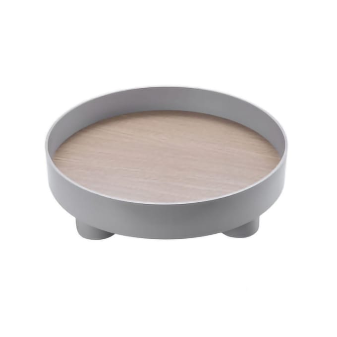 Rond Plastic Serveerblad Cosmetische Opbergtafel Bureau Organizer Container voor Snacks Eten Ornamenten Default grijs