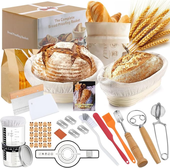 Complete Desemstarter Set met Rieten Manden en Bakaccessoires voor Brood