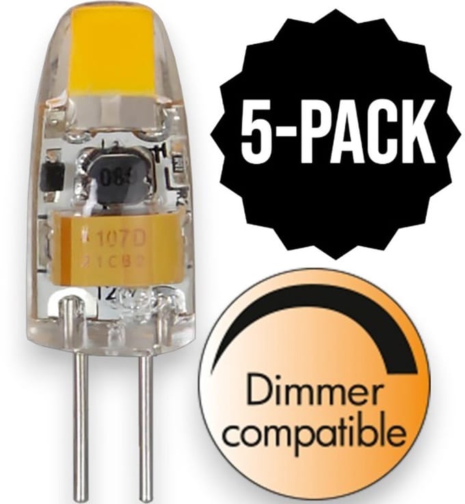 5-Pack | Capsule steeklampje - G4 - 1W - Koel Wit - 4000K - Dimbaar
