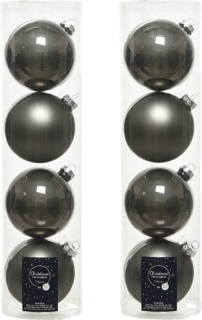 Decoris kerstballen - 8x st - antraciet grijs - D10 cm - glas - kerstversiering