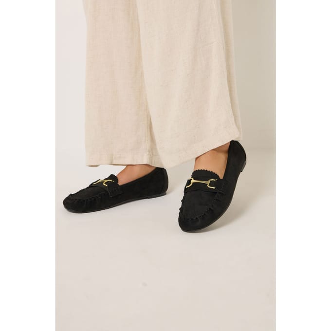 Yours Zwarte Loafers Van Imitatiesuède In Brede Epasvormsize 42EEE