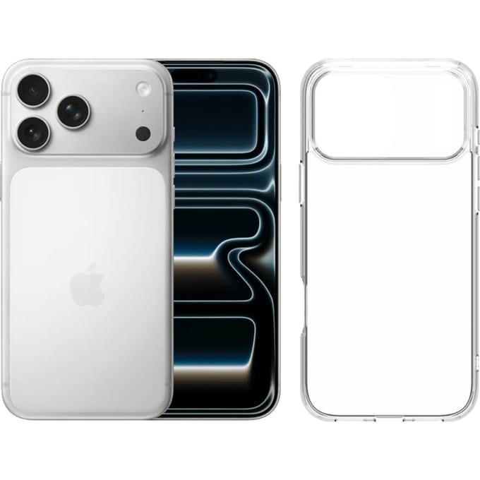 Apple iPhone 17 Pro Max 512GB Zilver + BlueBuilt Protective Back Cover Transparant