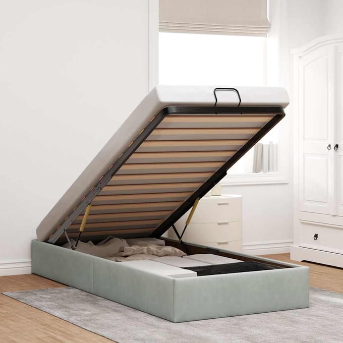 vidaXL - Bedframe - zonder - matras - 90x190 - cm - fluweel - lichtgrijs