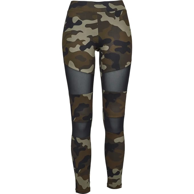 Urban Classics Camo Tech Mesh Dames Legging - woodland/zwart - 3XL