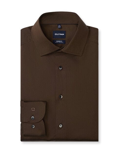 OLYMP Luxor Overhemd, Modern Fit, Global Kent, Zwart-Bruin