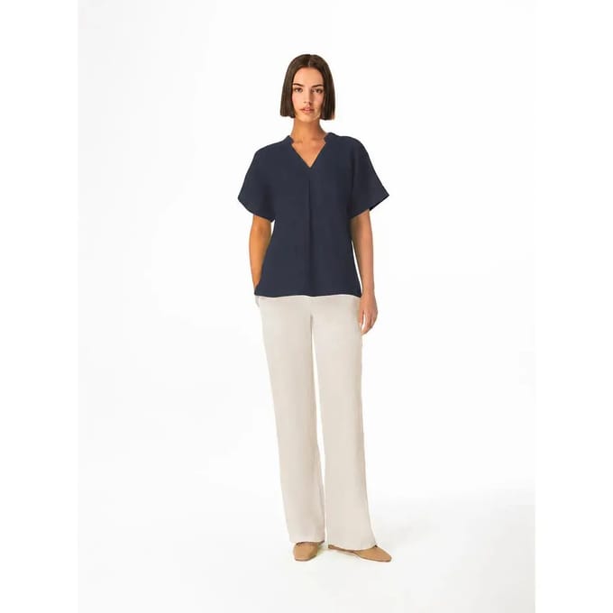 V-hals blouse voor dames Haris Cotton Essentials Front Pleat