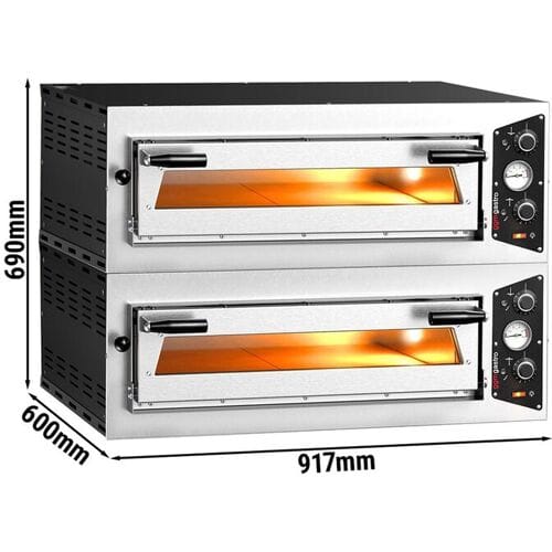 GGM Gastro (2 Stück) Elektro Pizzaofen - 4+4x 30cm - Manuell Zilver