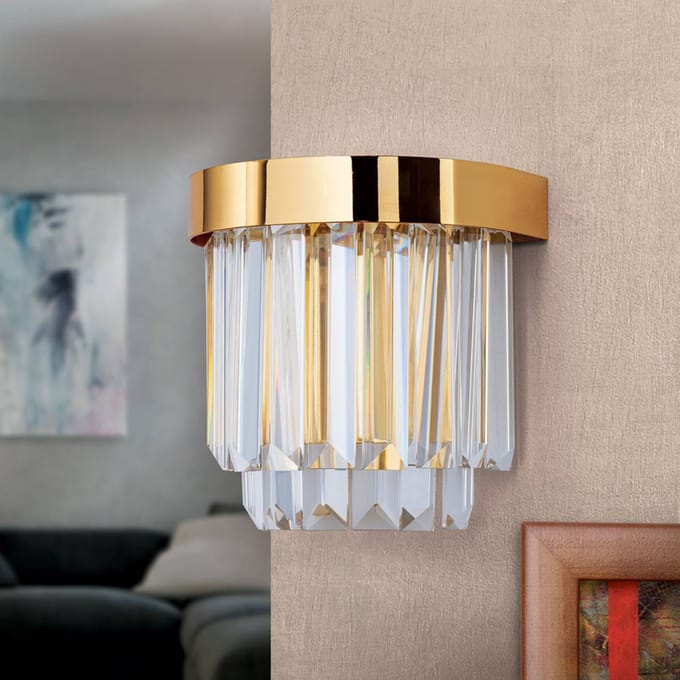 ORION LED wandlamp Prism met up- and downlight, goud