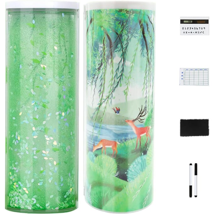 NBX Pencil Cases Multifunctionele staande drijfzand etui organizer dubbele laag groen