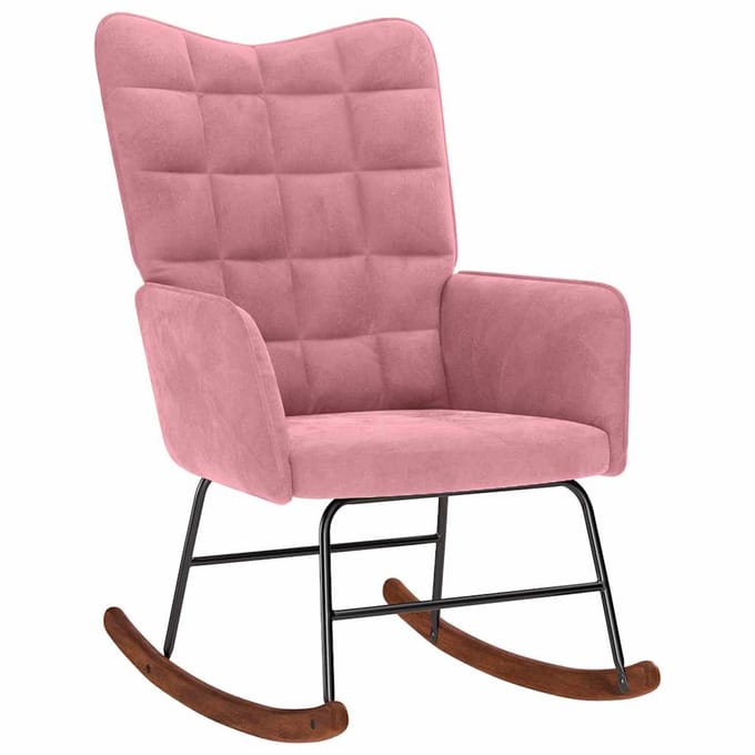 vidaXL - Schommelstoel - fluweel - roze